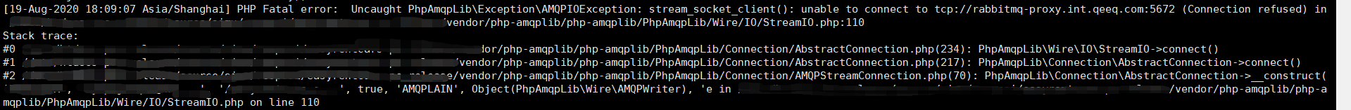 php_error.log rabbitmq connect error