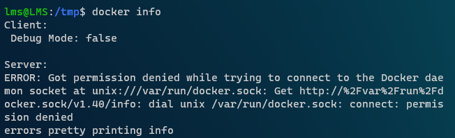 /var/run/docker.sock connect permission denied