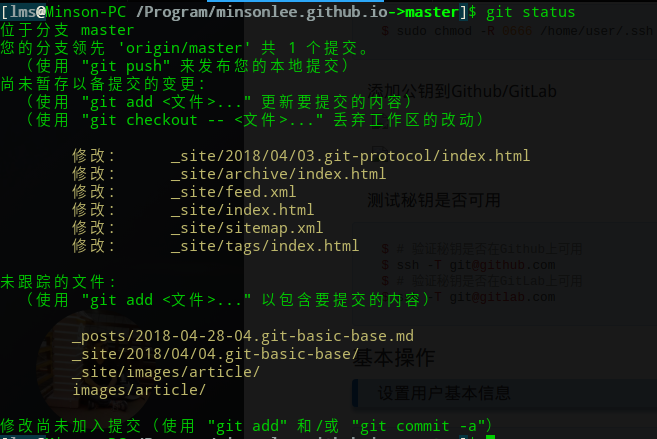 show the index by git status