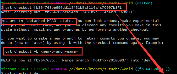 you are in 'detached HEAD' state