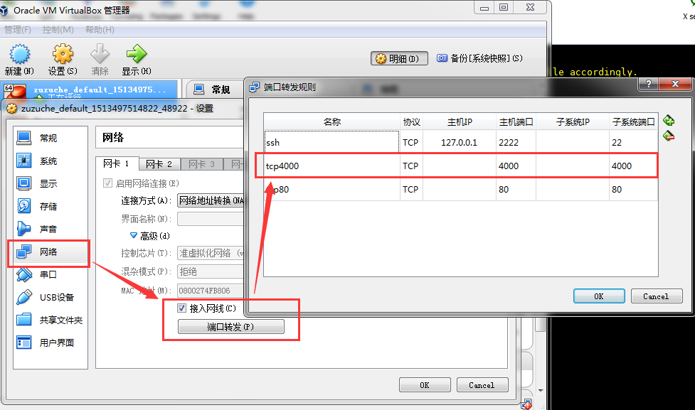 虚拟机4000端口转发