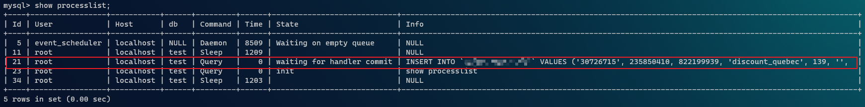 mysql show processlist